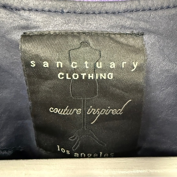 Sanctuary navy blue leather jacket with zipper details women’s size medium - Picture 12 of 12